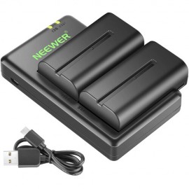 Neewer NP-F550 Battery 2-Pack with Dual USB Charger (2600mAh)