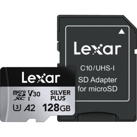 Lexar 128GB Professional SILVER PLUS UHS-I microSDXC Memory Card with SD Adapter